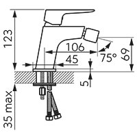 VITTO VERDELINE - bidet standing mixer, chrome