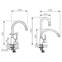 Zumba - standing sink mixer with flexible spout, sand