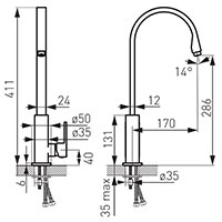 Zicco - Standing sink mixer, chrome