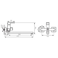 Zicco - Wall-mounted bathtub/wasbasin mixer with shower connection, chrome