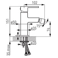 Zicco - Bidet standing mixer, chrome