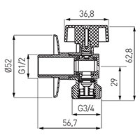 1/2” x 3/4” ball valve with rosette and metal handle