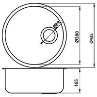 Single bowl sink Ø43 cm, smooth