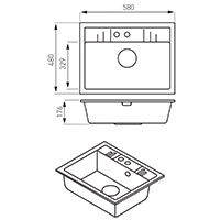 Chiuveta cu o cuva 58x48 cm, grafit