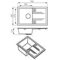 Mezzo II - Single kitchen sink 78x48 cm, sandy