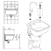 Utility sink 37/46, gray