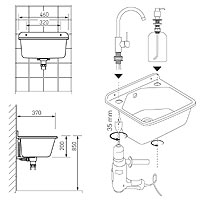 Utility sink 37/46, white