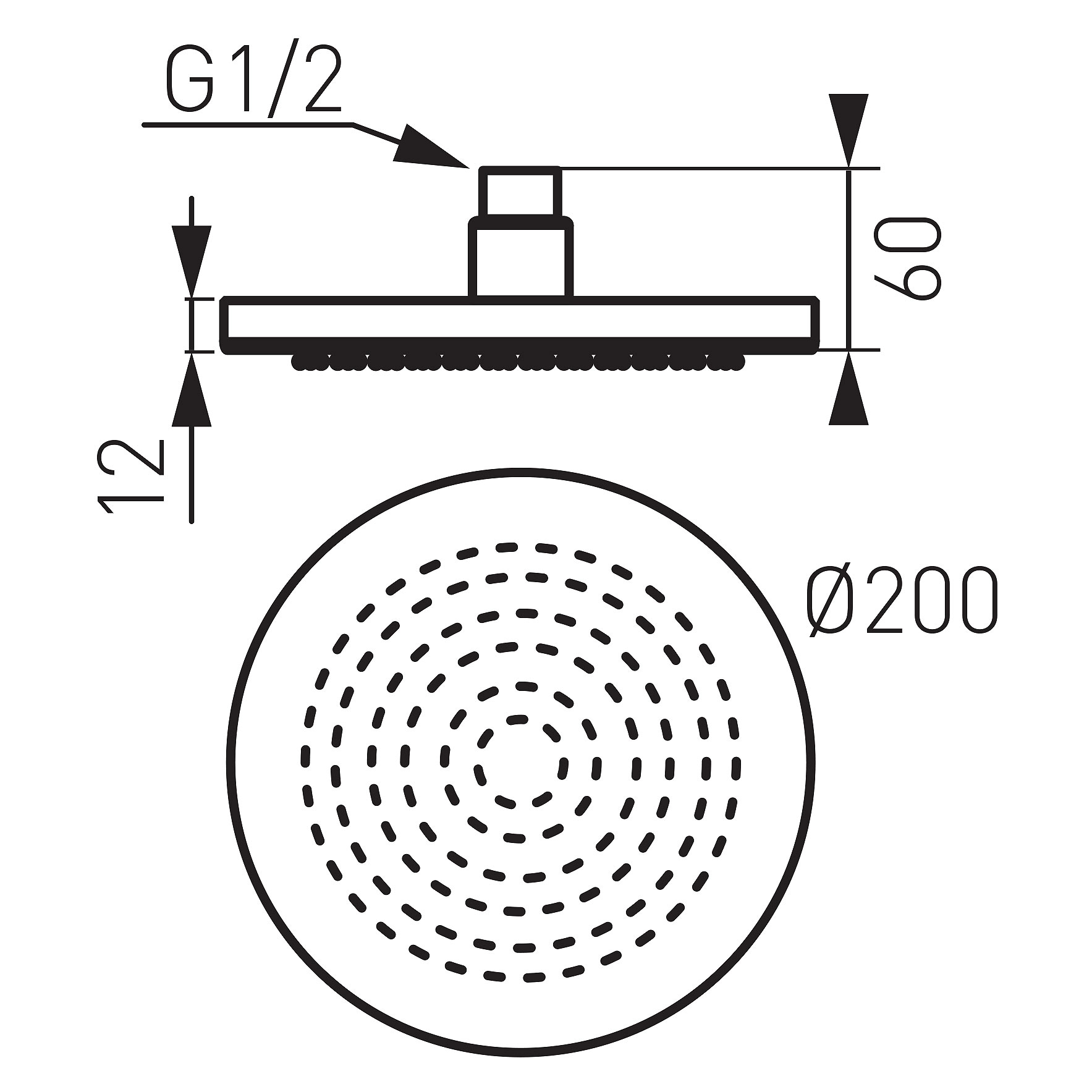 RONDO rainshower head, 200 mm