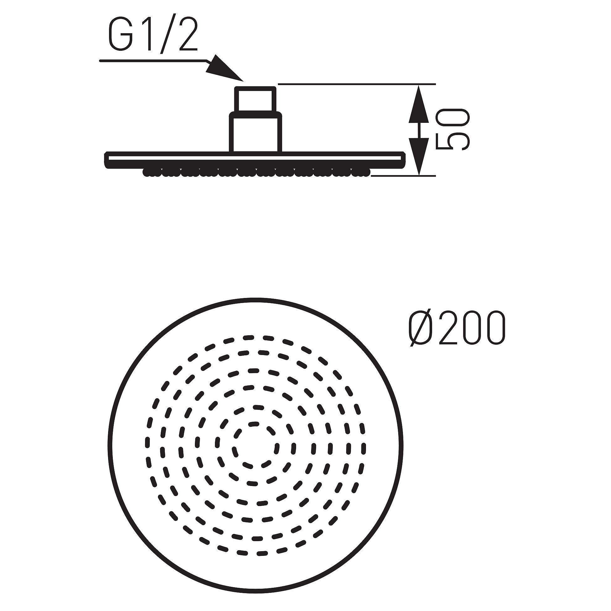 SLIM rainshower head, 200 mm