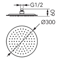 Slim - round-shaped rainfall shower plate 300