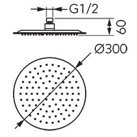 Slim Black - round-shaped rainfall shower plate 300