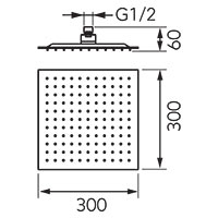 Slim - square-shaped rainfall shower plate 300x300