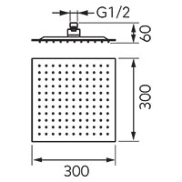 Slim - rain shower head 300x300, black