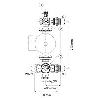 Grup de amestec incalzire in pardoseala pentru colectori 1”, pentru pompe cu distanta intre racorduri de 130 mm