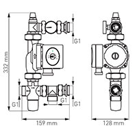 Miješajuća grupa s trosmjernim termostatskim ventilom, s elektroničkom pumpom 25-4-130