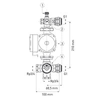 25 60-130 keringetőszivattyú szabályzó szett padlófűtésre 1", Kv 3,0 m3/h