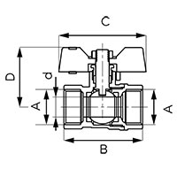 F-Comfort - rutulinis ventilis trumpa rankena, vidus-vidus