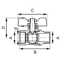 F-Comfort - rutulinis ventilis trumpa rankena, išorė-vidus