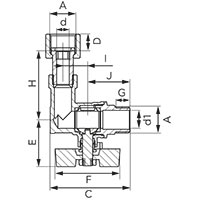 Angle ball valve with butterfly placed under the body
and half-union, female-male