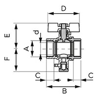 F-Power golyóscsap M10x1 csatlakozóval hőmérőhöz