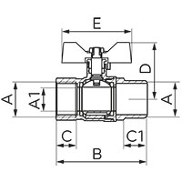 Robinet cu bila pentru gaz interior.exterior, tip G18, cu maner fluture