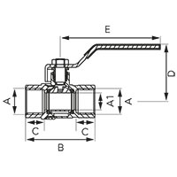 Robinet cu bila pentru gaz interior-interior, tip G18, cu maneta