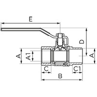 Robinet cu bila pentru gaz interior-exterior, tip G18, cu maneta