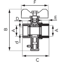 M10x1 ball valve for assembling temperature sensor