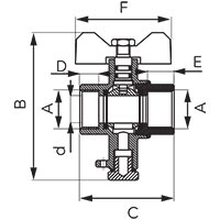 Ball valve with M10x1 connection for temperature sensor