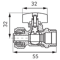 Ball valve for 16 x 2mm multilayer pipes