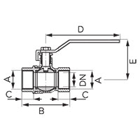 V17 Herkules type ball valve with steel handle, gland, full-flow, reinforced, female-female