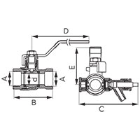 Ball valve with hose tip with choke, vent and plug female-female