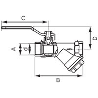 Rutulinis ventilis su grubaus valymo filtru