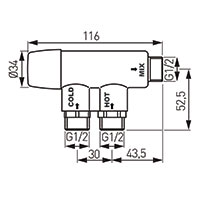  Термостатический смешивающий кран для бесконтактных смесителей, 0,5-10 бар, 30-70˚, нр½”