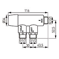 Termosztatikus keverőszelep 1/2”, érintésmentes csaptelepekhez, szelepekhez