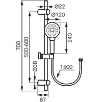 Mulo - sliding shower set, chrome