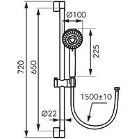 Horn Black - sliding shower set, chrome