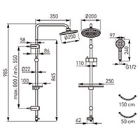 Rondo Lux Black - Rainfall with shower set