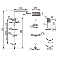 Squerto Lux Black - Rainfall with shower set