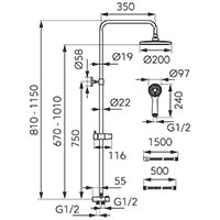 Wizard - sliding shower set with rainfall