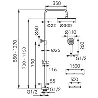 Wizard Pro - sliding shower set with rainfall