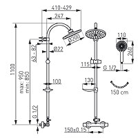 Trinity - rainfall shower system and thermostatic mixer, chrome