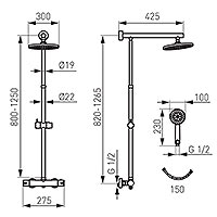 Trevi - rainfall with regular shower and thermostatic mixer