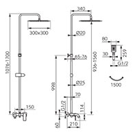 Algeo Square - rainfall shower systemand bath mixer