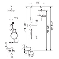 Vitto VerdeLine - Rainfall shower system and mixer