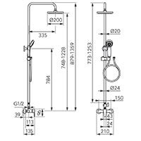Ritto - rainfall shower system and mixer, chrome