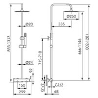 Ciriculus - Rainfall set with mixer, chrome