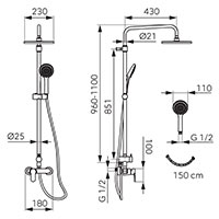 Nostris - shower set with BNS7U shower mixer, chrome