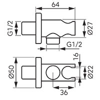 Angle connection with holder for shower hose