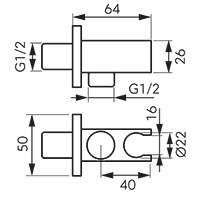 Angle connection with holder for shower hose